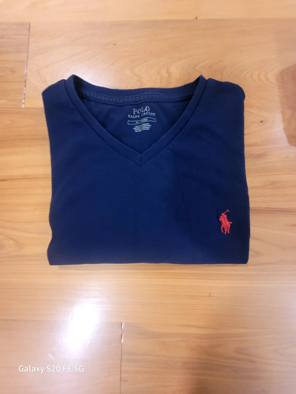 Polo by Ralph Lauren Navy Short-Sleeve V‑Neck Tee with Red Pony